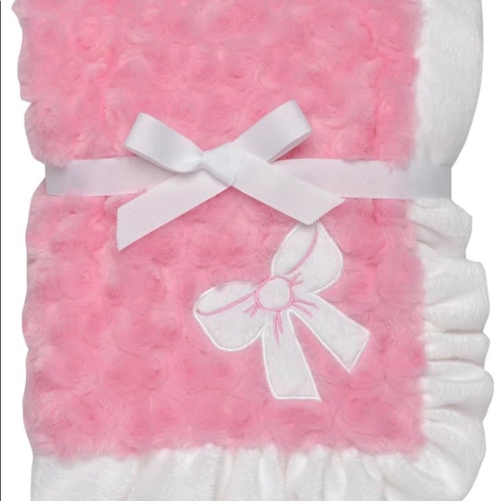 Baby Starters Plush Swirl Blanket, Bow, Pink